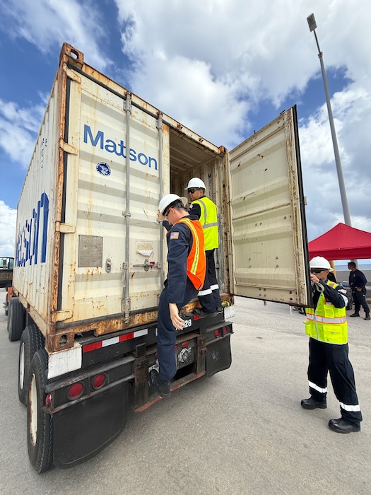 Members of the U.S. Coast Guard Forces Micronesia/Sector Guam Prevention Department team up with local and federal partners for a Multi-Agency Strike Force Operation (MASFO) at the Port of Guam, boosting security and compliance through a united front July 15 and 16, 2025.