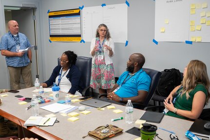 Participants collaborate at the 2025 Department of the Air Force Continuous Process Improvement (CPI) event, hosted by AETC near Wright-Patterson AFB, Ohio, July 15-17. The event focused on mapping and transforming the Enterprise Learning Ecosystem. (U.S. Air Force photo by Jim Varhegyi)