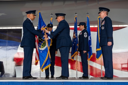The Air Force Accessions Center (AFAC) held a change of command ceremony here July 18, 2025, as Brig. Gen. Jeffery Nelson assumed command from Brig. Gen. Christopher Amrhein.
Lt. Gen. Brian S. Robinson, commander of Air Education and Training Command, presided over the ceremony, which marked the first transition of leadership for the Air Force’s premier recruiting and accessions training organization, which became operational in December 2024.