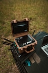 A 5G expeditionary transmission system is staged for use during a field exercise at Camp Lejeune, N.C.