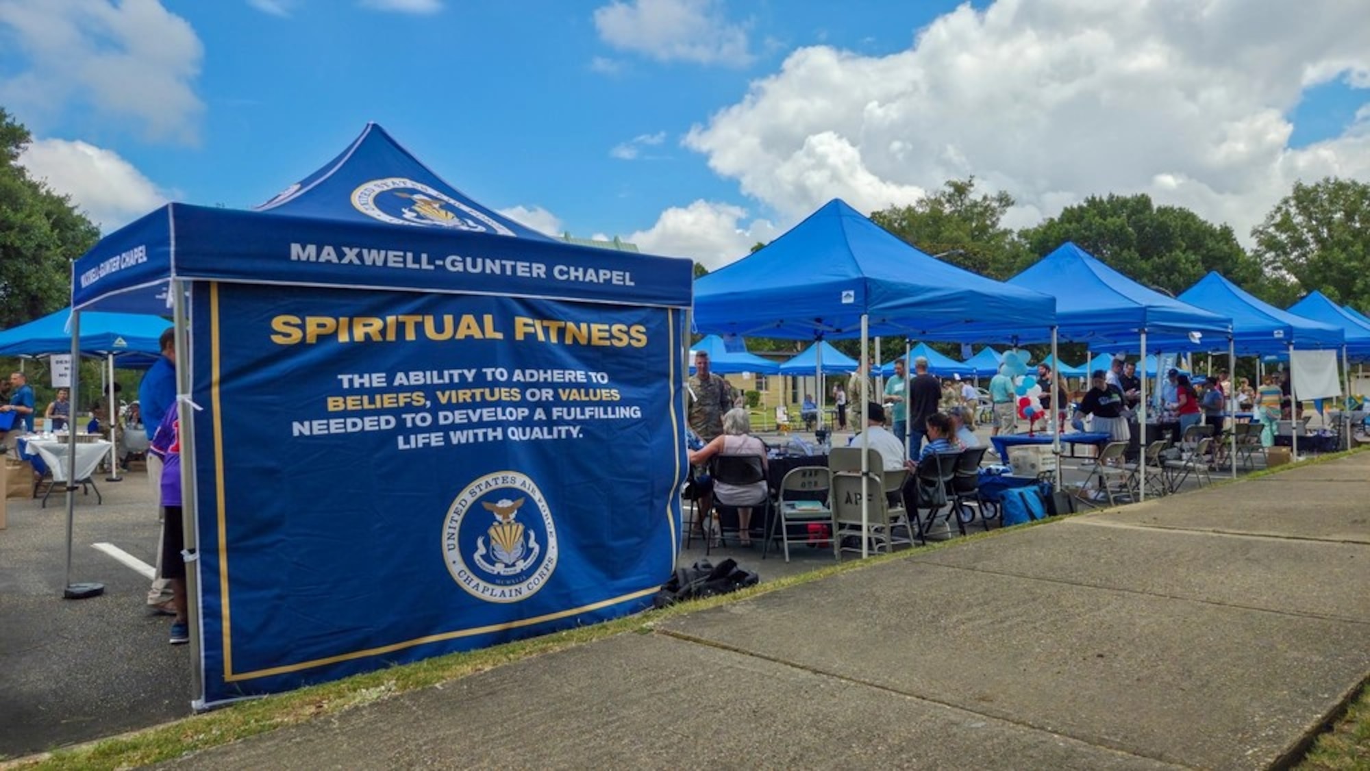 The 42d Air Base Wing Chapel hosts an inter-faith picnic at Maxwell Air Force Base, Ala. July 24, 2025. The event comes at a time when the Air War College and Air Command Staff College are welcoming students and their families and aimed to give them a jumpstart on integrating into their new community here. (U.S. Air Force photo by Senior Airman Evan Porter)