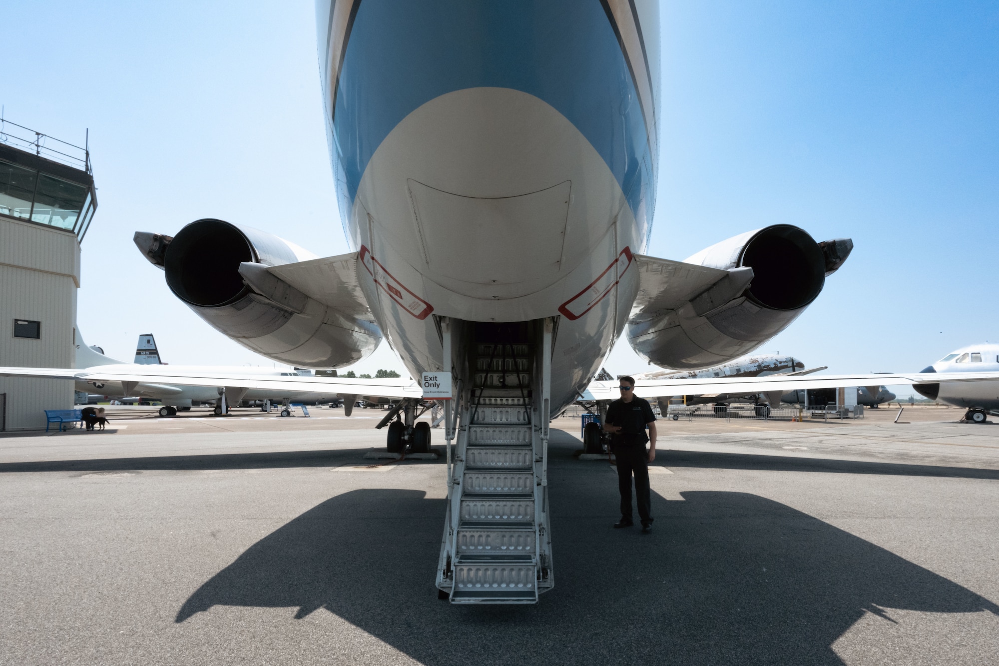 Earl Bagwell, 316th Wing SparkX Cell Innovation and Idea Center innovation officer, captures a 3D scan of a VC-9C in the Air Mobility Command Museum at Dover Air Force Base, Del., June 4, 2025.