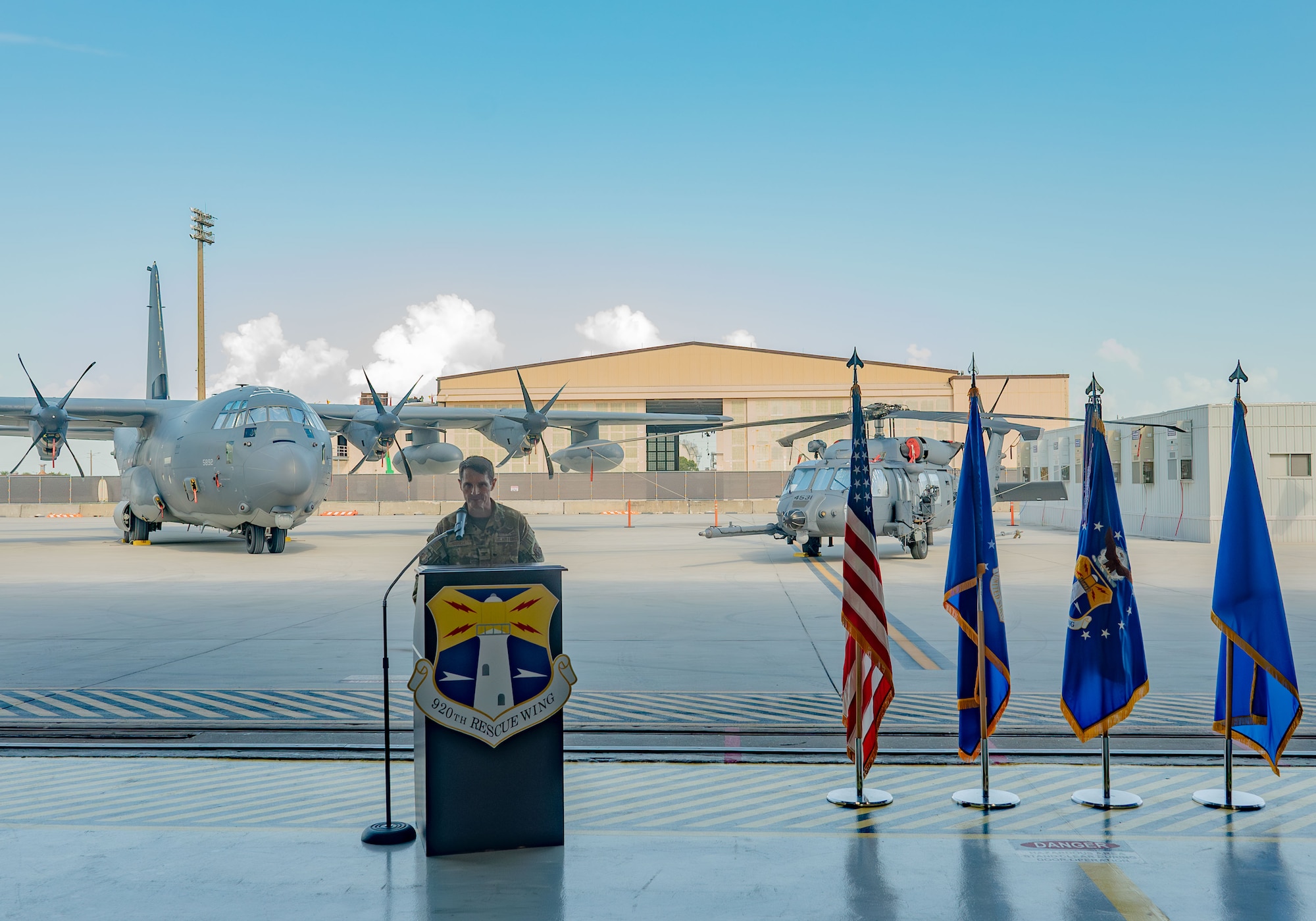 Col. John Bissell addresses Airmen.
