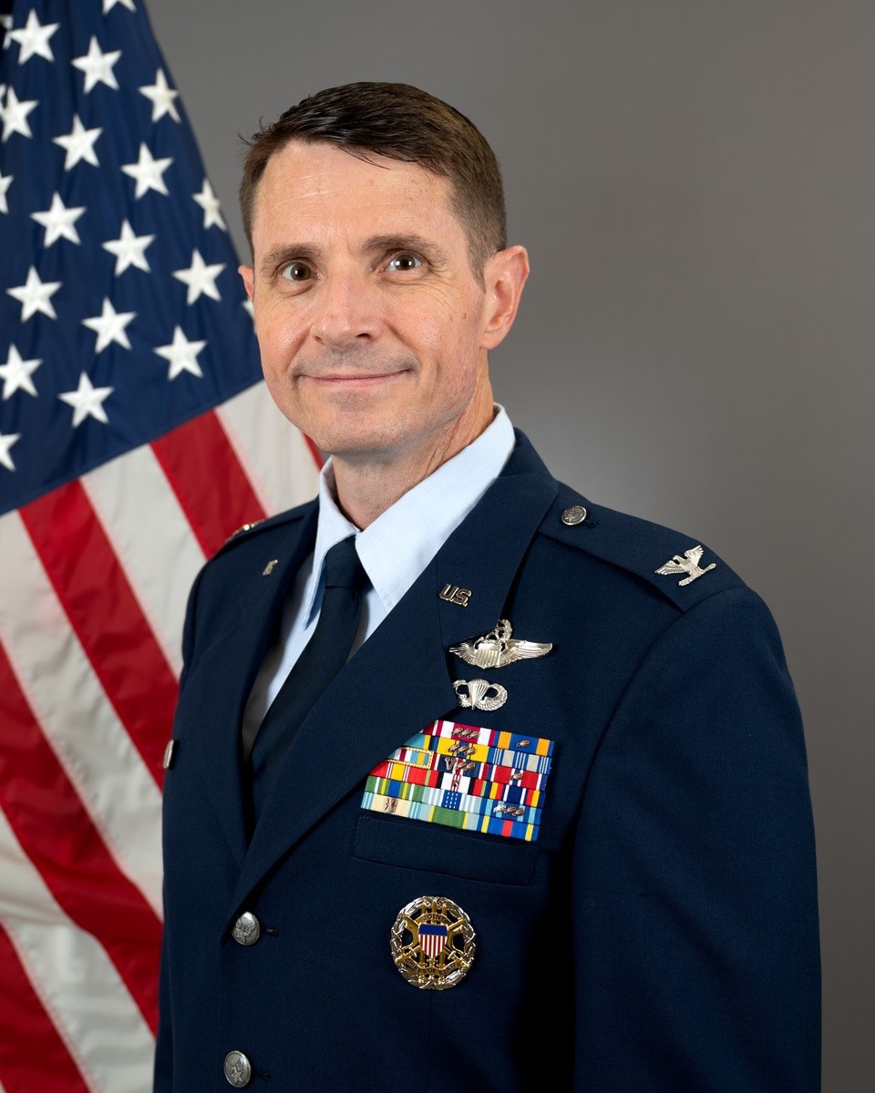 Official photo of the 920th Rescue Wing commander Col. John C. Bissell.