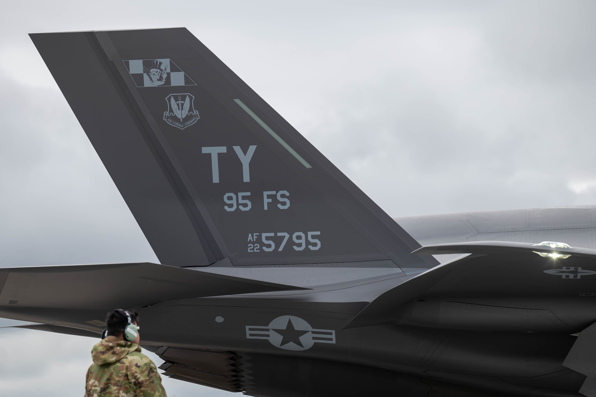A F-35A Lightning II assigned to the 95th Fighter Squadron prepares to taxi during Red Flag-Alaska 25-3 at Eielson Air Force Base, Alaska, July 24, 2025.