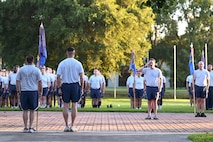 Joint Base Charleston leadership addresses Airmen before the wing run.