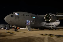 A C-17 Globemaster III assigned to the 15th Wing, Joint Base Pearl Harbor-Hickam, Hawaii, sits on the flight line at Royal Australian Air Force Base Amberley, Queensland, Australia, July 22, 2025, following a joint forcible entry operation during Talisman Sabre 2025.