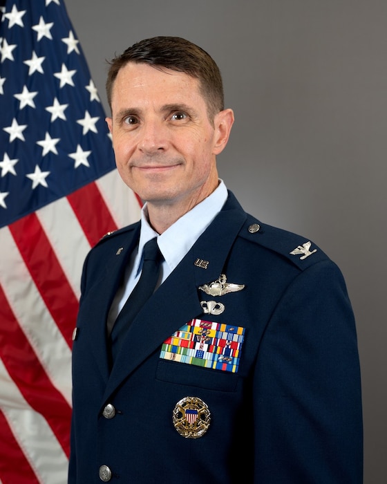 Official photo of the 920th Rescue Wing commander Col. John C. Bissell.