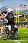 U.S. Army Retired Spc. JP Lane aims at his target during the archery event at the 2025 Department of Defense Warrior Games, Colorado Springs, Colorado, July 25, 2025.