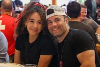 U.S. Army Retired Spc. JP Lane, right, poses with his wife, Crystal Lane while attending a Western themed Family Day during the 2025 Department of Defense Warrior Games in Colorado Springs, Colorado, July 24, 2025.