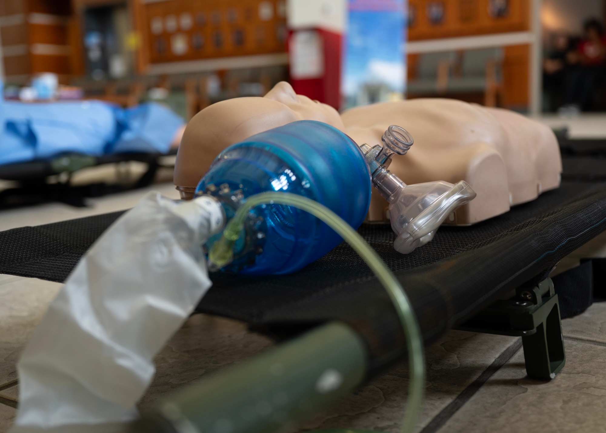 A simulated patient lies on a cot after mass casualty training during exercise Resolute Force Pacific 2025 at Andersen Air Force Base, Guam, July 18, 2025.