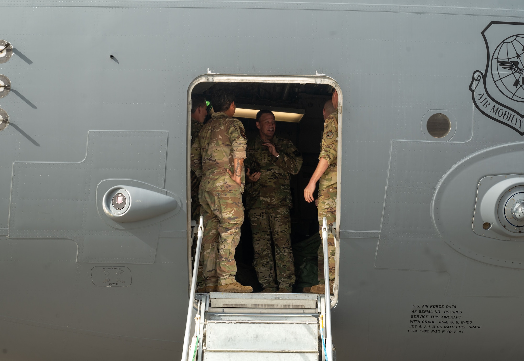 U.S. Air Force Gen. Johnny Lamontagne, commander of Air Mobility Command, arrives at Andersen Air Force Base, Guam.