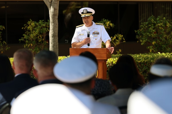Rear Adm. Kevin Brown delivers remarks after assuming command of Naval Medical Forces Pacific (NMFP) and the Defense Health Network – Pacific Rim during the NMFP change of command ceremony held at Naval Medical Center San Diego on July 25, 2025. Brown previously commanded Naval Medical Forces Atlantic with over 26,000 staff across 22 commands, managing a $1.9 billion budget. 



“I can think of no better place and no more qualified team than the Naval Medical Forces Pacific and Defense Health Network – Pacific Rim,” Brown said. “Your expertise in health care delivery is well demonstrated, your commitment to our beneficiaries and the operational mission is unmatched, and you offer unlimited potential as a research and warfighting readiness platform. I wouldn’t want to be anyplace else today and can’t wait to get after our important work together.” (U.S. Navy photo by Arsenio R. Cortez Jr.)