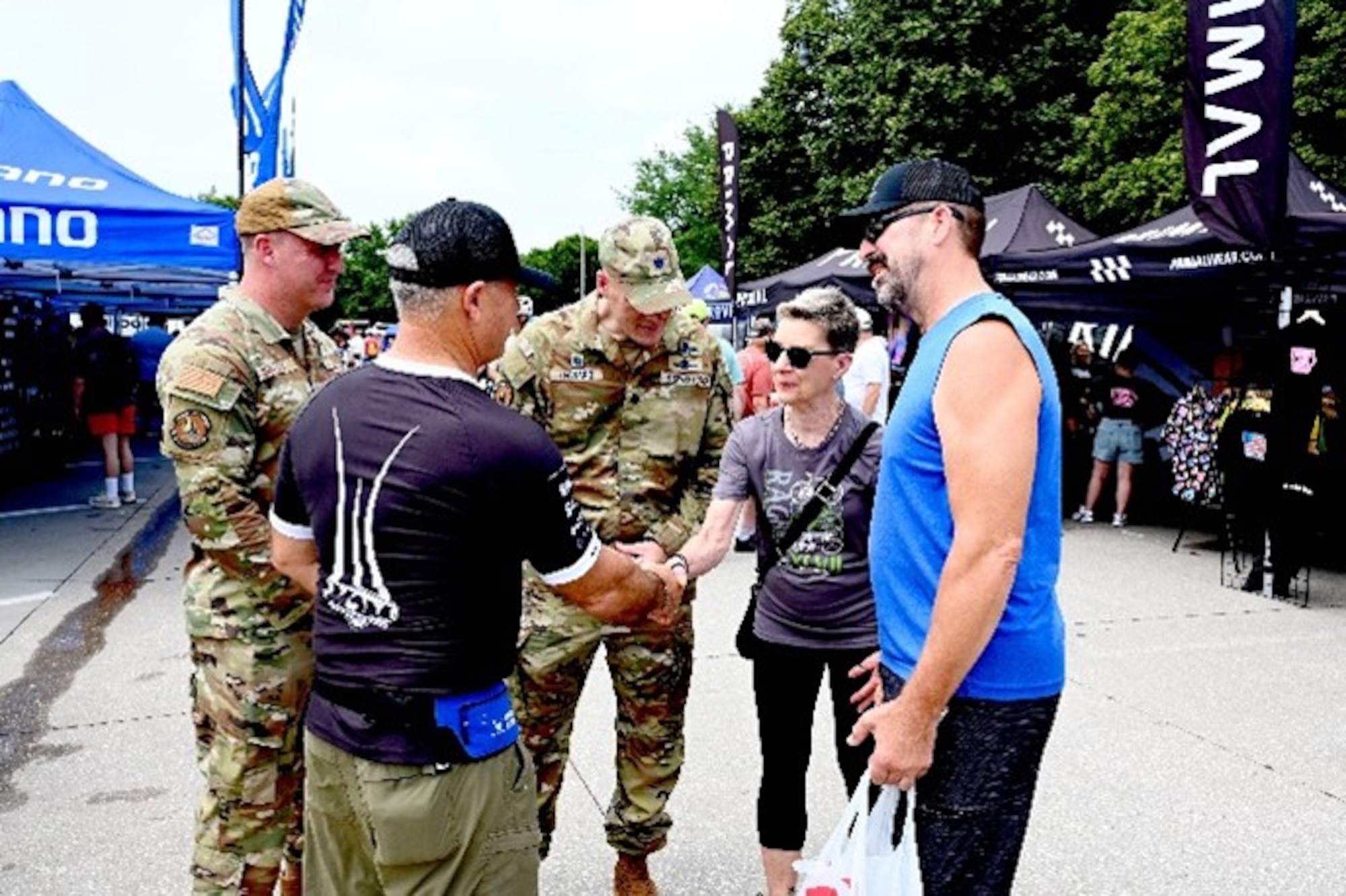 (From left) Chief Master Sgt. Frank Wallace, 343rd Recruiting Squadron senior enlisted leader, Brig. Gen. Craig McPike,