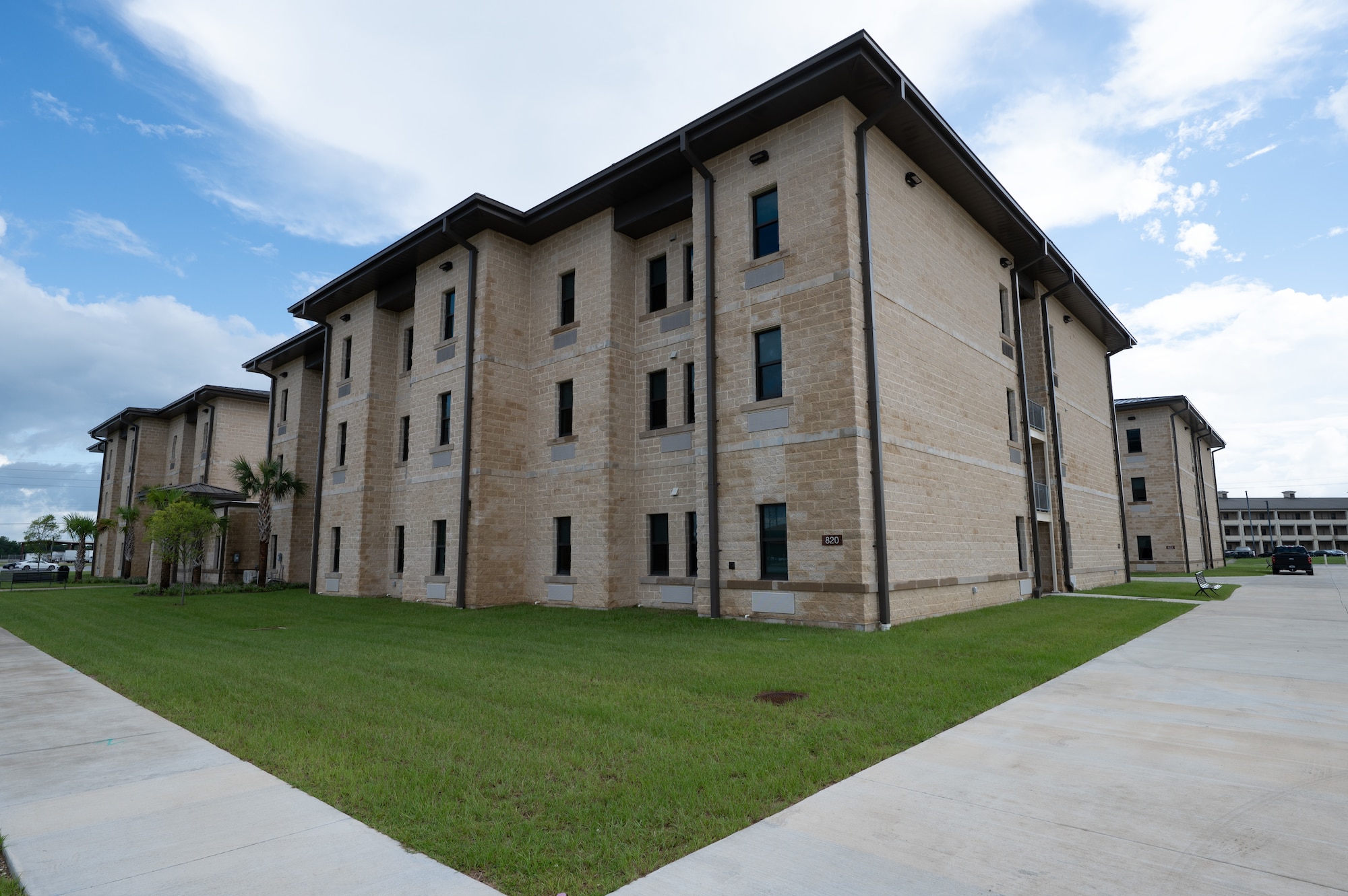 Two newly constructed dorm facilities seen from the isometric view.