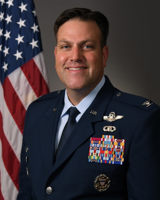 Col. Joe Wall, 22nd Air Refueling Wing commander, official photo at McConnell Air Force Base, Kansas, July 23, 2025.