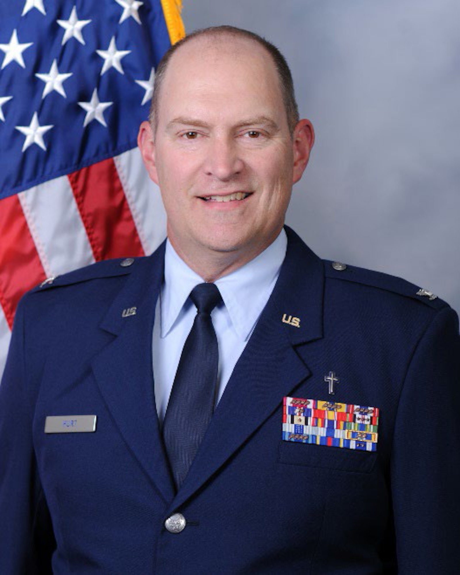 U.S. Air Force Chaplain (Col.) Jonathan Hurt, Joint Base McGuire-Dix-Lakehurst senior chaplain, in his official photo, JB MDL, N.J., 2022. Hurt is a descendent of the first U.S. Army chaplain, Rev. John Hurt, who served alongside Gen. George Washington during the Revolutionary War. (Courtesy Photo)