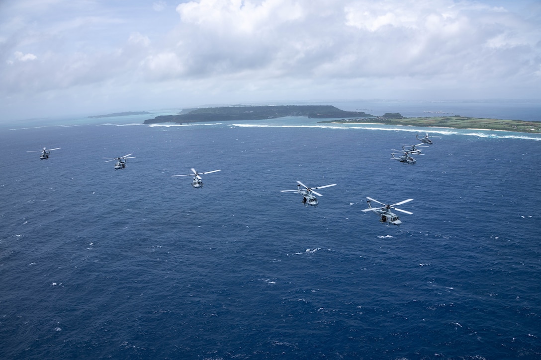 HMLA-169 conducted a large flight to project rotary-wing light attack combat power and build flight leadership and experience for pilots and crew chiefs. (U.S. Marine Corps photo by Cpl. Jeremiah Barksdale)