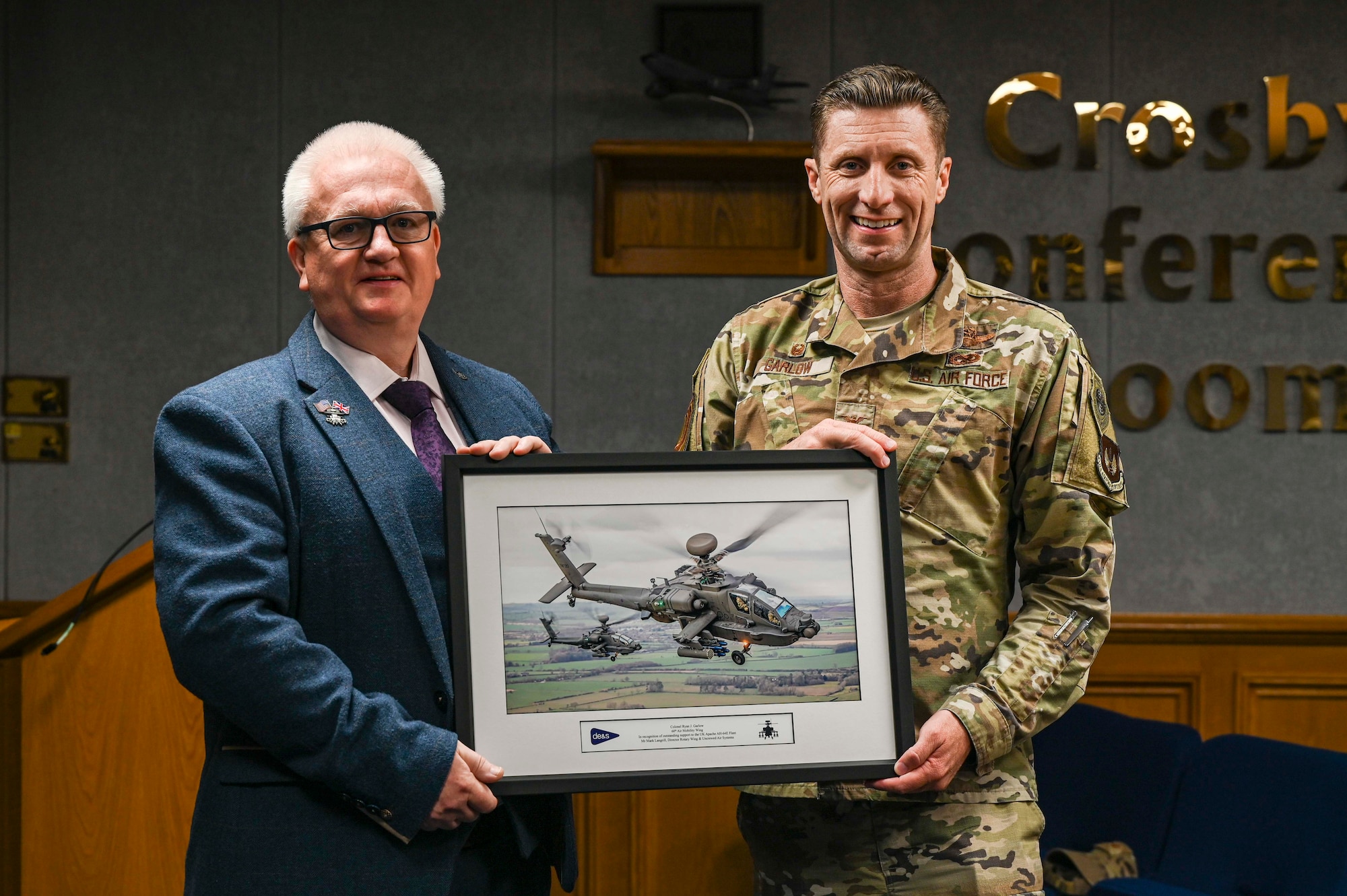 Garlow received the award for his support in the British AH-64E Apache purchase, strengthening the ties between the U.S. and U.K. military.