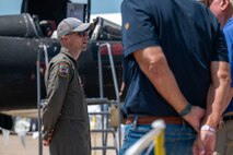 U.S. Air Force Lt. Col. GOGO, 9th Reconnaissance Wing inspector general, talks with airshow attendees at Oshkosh, Wisconsin, July 21, 2025