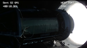 Test image of stage-two solid rocket motor for the LGM-35A Sentinel intercontinental ballistic missile