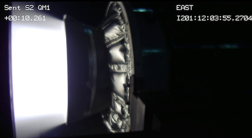 Test image of stage-two solid rocket motor for the LGM-35A Sentinel intercontinental ballistic missile