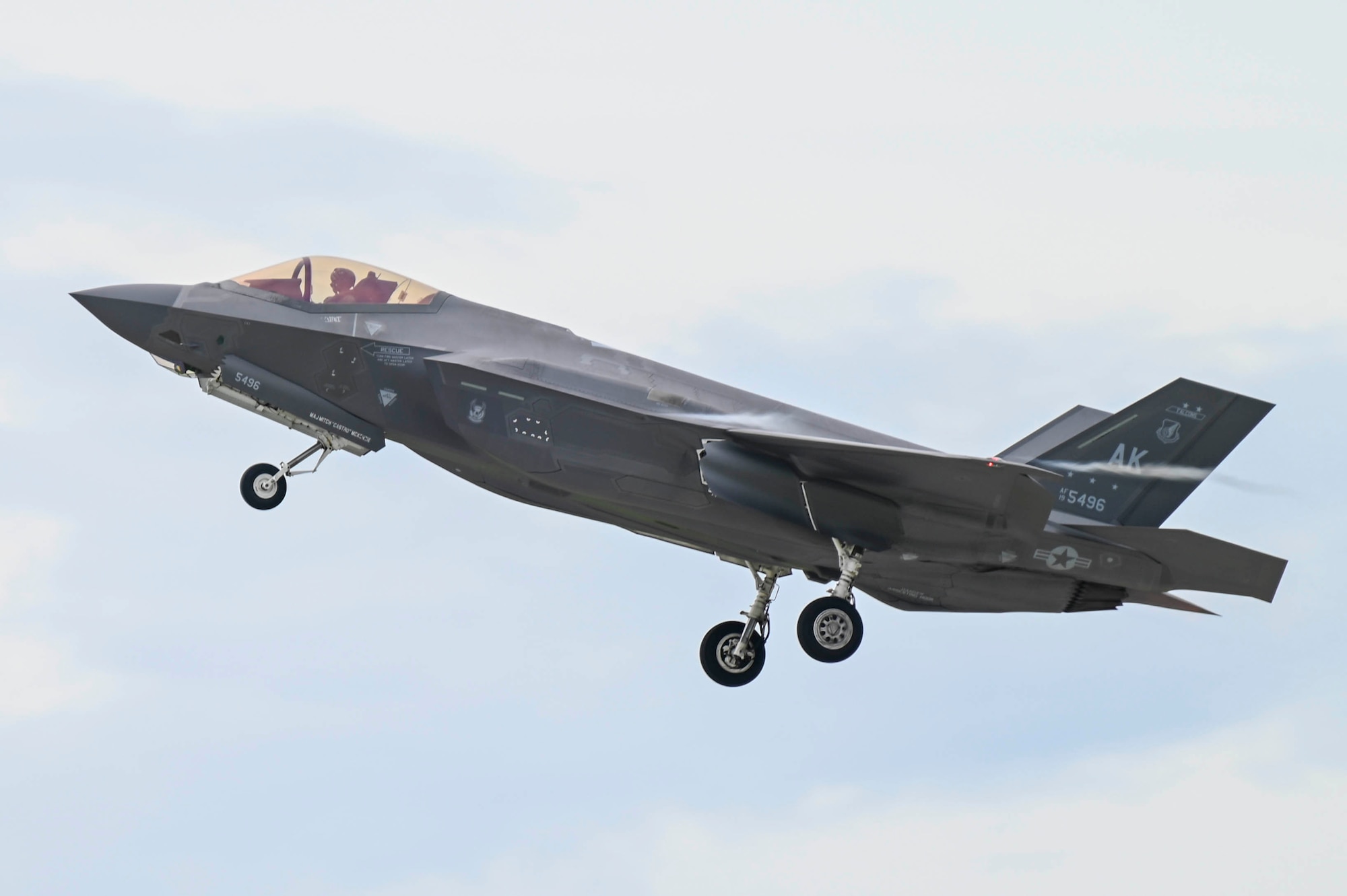 A U.S. Air Force F-35A Lightning II, assigned to the 355th Mission Generation Force Element, takes flight during exercise Resolute Force Pacific 25 in Guam, July 28, 2025.