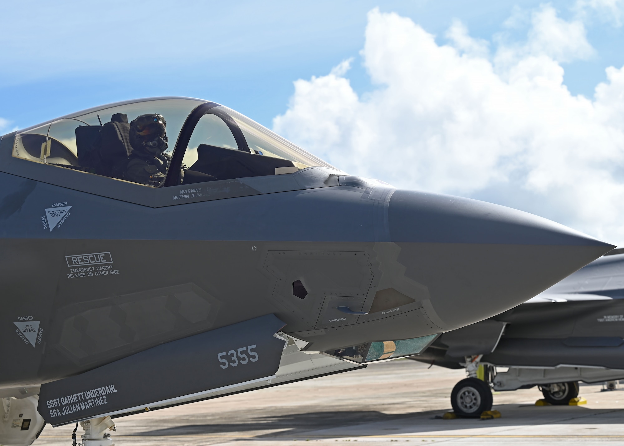 U.S. Air Force Lt. Col. Erik Gonsalves, 355th Mission Generation Force Element commander, waits to taxi onto the flight line during exercise Resolute Force Pacific 2025, July 17, 2025.