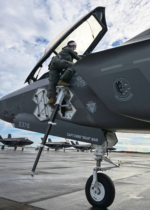 U.S. Air Force Capt. Ashley “Arizona” Leonard, 355th Mission Generation Force Element F-35A Lightning II pilot, prepares to fly during exercise Resolute Force Pacific 2025, July 21, 2025.