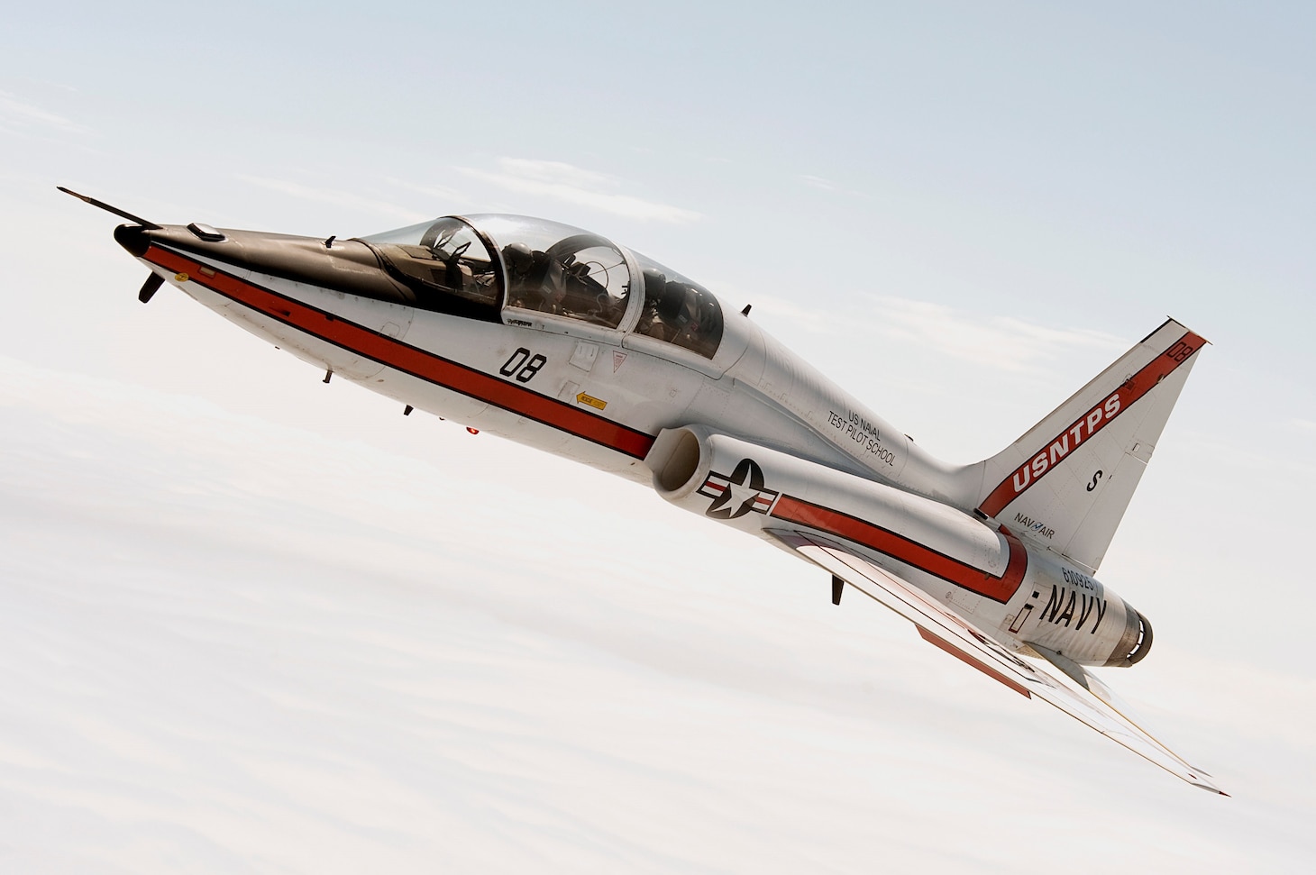 The backbone of jet training at USNTPS, the two-seat T-38 Talon is used to train students in a number of roles, including aircraft handling and flight characteristics, transonic performance and system integration. Primarily flown by the U.S. Air Force, USNTPS currently has 10 T-38Cs.