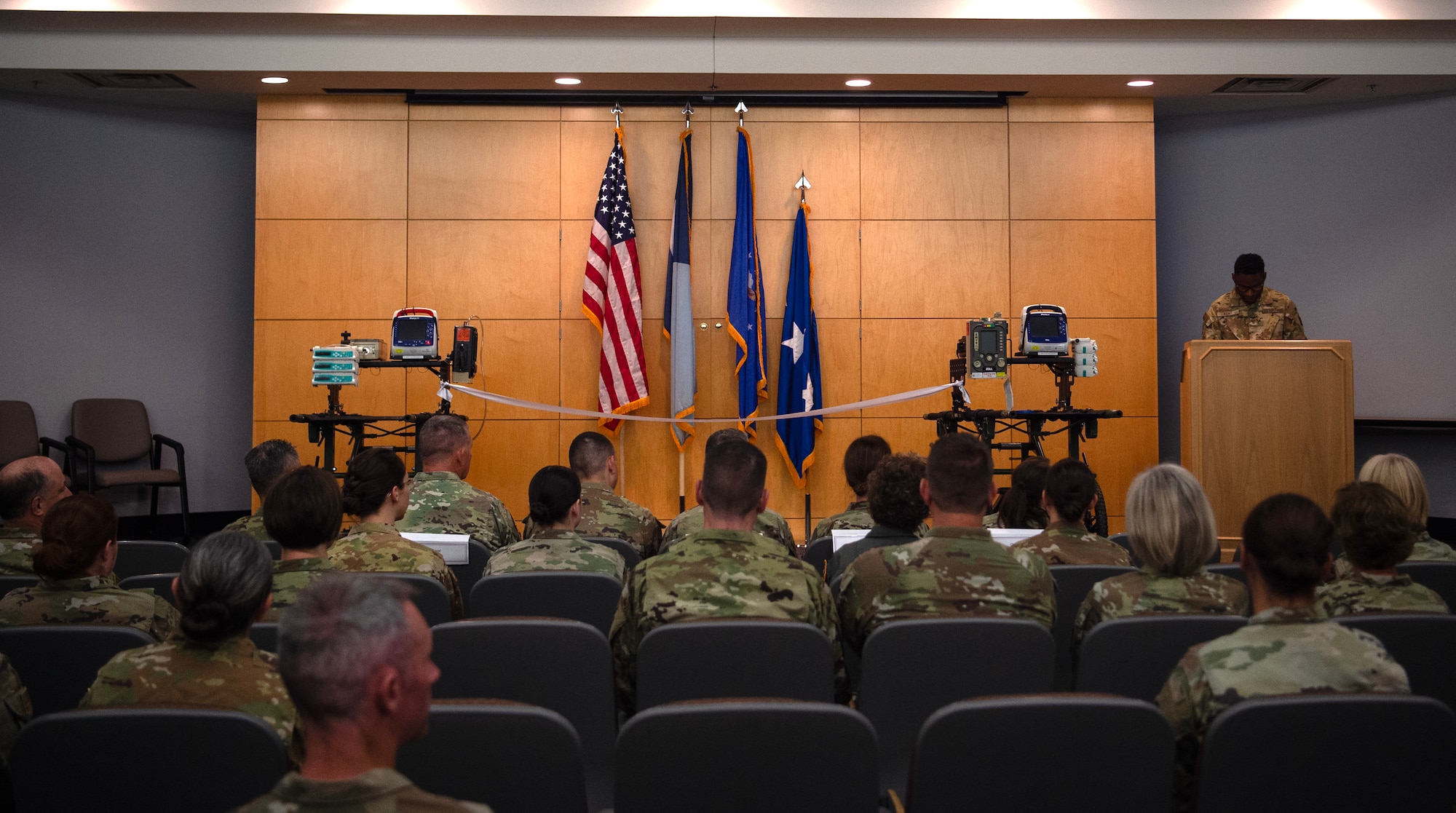 U.S. Air Force Lt. Gen. (Dr.) John DeGoes, U.S Air Force and Space Force surgeon general, attends a ribbon-cutting ceremony for the Critical Care Air Transport Teams (CCATT) training course in St. Paul, Minn., July 21, 2025.