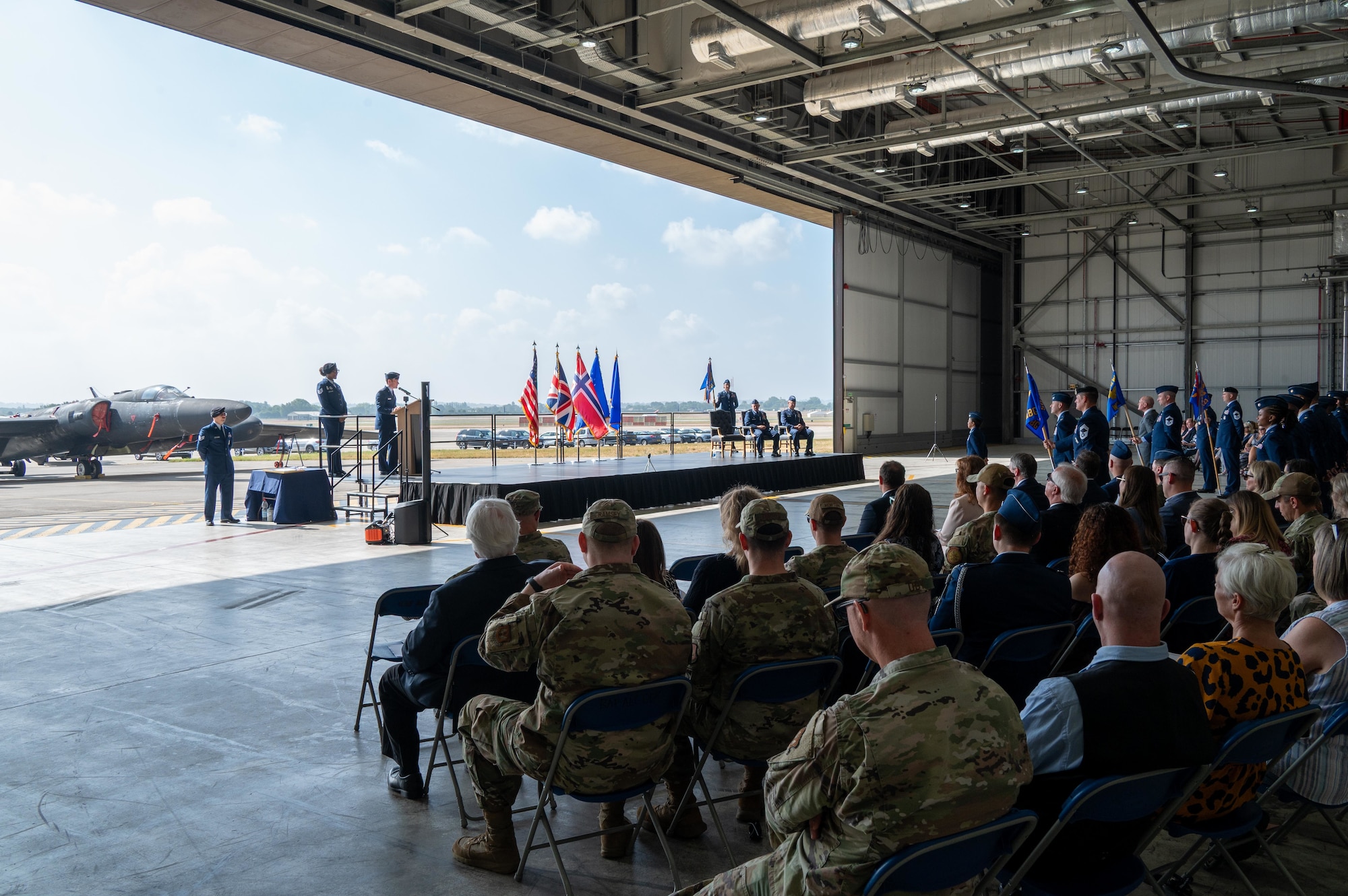 U.S. Air Force Maj. Gen. Paul Moga, Third Air Force commander, delivers remarks