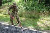Virginia National Guard leaders from the state, brigade and battalion level visit Soldiers assigned to the Cedar Bluff-based 1033rd Engineer Support Company, 276th Engineer Battalion, 329th Regional Support Group constructing a parking area and walking trail July 21, 2025, at the Cedar Creek & Belle Grove National Historical Park in Middletown, Virginia. The leaders met with U.S. National Park rangers, learned more about the project and the park, thanked Soldiers for their service and presented challenge coins to recognize outstanding duty performance. The project is part of the Innovative Readiness Training program where engineers put their military skills to work on community service projects approved by National Guard Bureau.