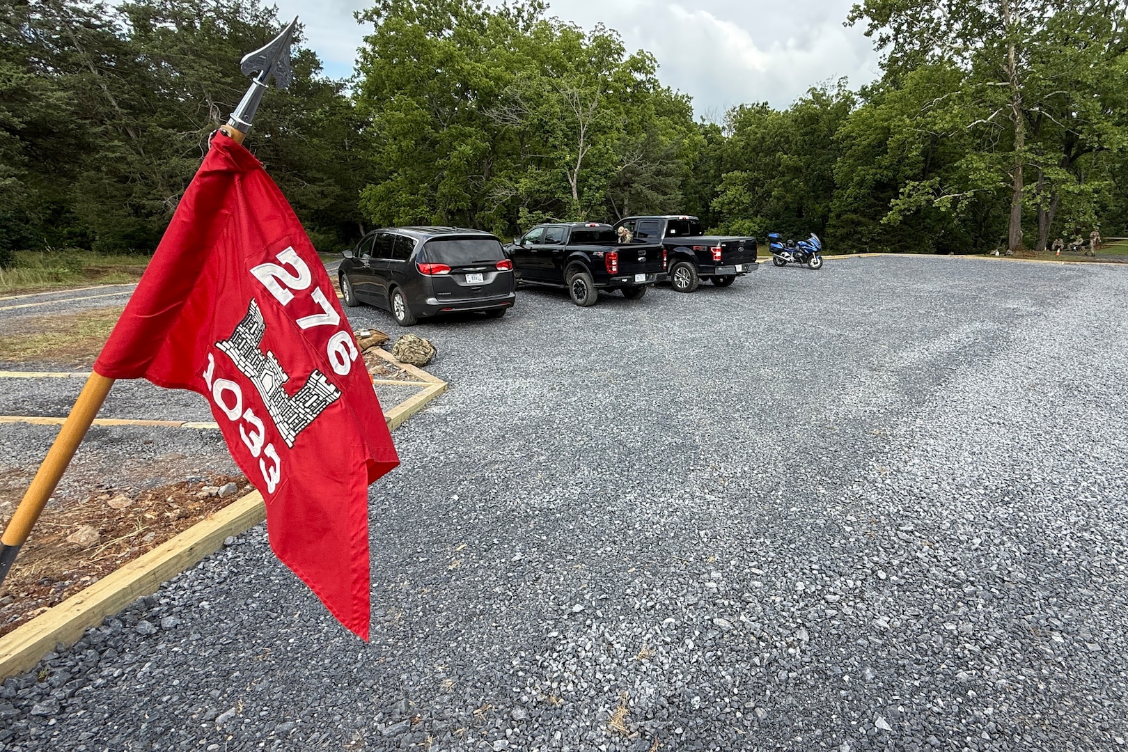Virginia National Guard leaders from the state, brigade and battalion level visit Soldiers assigned to the Cedar Bluff-based 1033rd Engineer Support Company, 276th Engineer Battalion, 329th Regional Support Group constructing a parking area and walking trail July 21, 2025, at the Cedar Creek & Belle Grove National Historical Park in Middletown, Virginia. The leaders met with U.S. National Park rangers, learned more about the project and the park, thanked Soldiers for their service and presented challenge coins to recognize outstanding duty performance. The project is part of the Innovative Readiness Training program where engineers put their military skills to work on community service projects approved by National Guard Bureau.