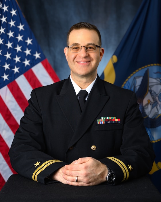 Navy Band Great Lakes Director, Lt. David Harbuziuk, poses for his official portrait. (U.S. Navy photo by Mass Communication Specialist 1st Class Reymundo A. Villegas III)