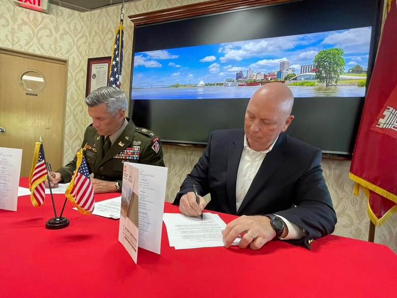 The Memphis District and members of the Memphis Light, Gas, and Water (MLGW) team came together last Friday to celebrate the signing of a Feasibility Cost Sharing Agreement (FCSA) for the MLGW Transmission Tower 1613 feasibility study. 

From protecting electrical, gas, and water infrastructure to bank stabilization, the Corps has partnered with MLGW to provide technical expertise and construction oversight for numerous sites across Memphis and Shelby County, Tennessee.