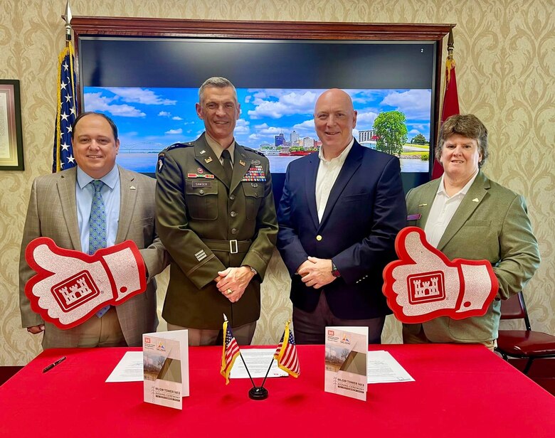 The Memphis District and members of the Memphis Light, Gas, and Water (MLGW) team came together last Friday to celebrate the signing of a Feasibility Cost Sharing Agreement (FCSA) for the MLGW Transmission Tower 1613 feasibility study. 

From protecting electrical, gas, and water infrastructure to bank stabilization, the Corps has partnered with MLGW to provide technical expertise and construction oversight for numerous sites across Memphis and Shelby County, Tennessee.