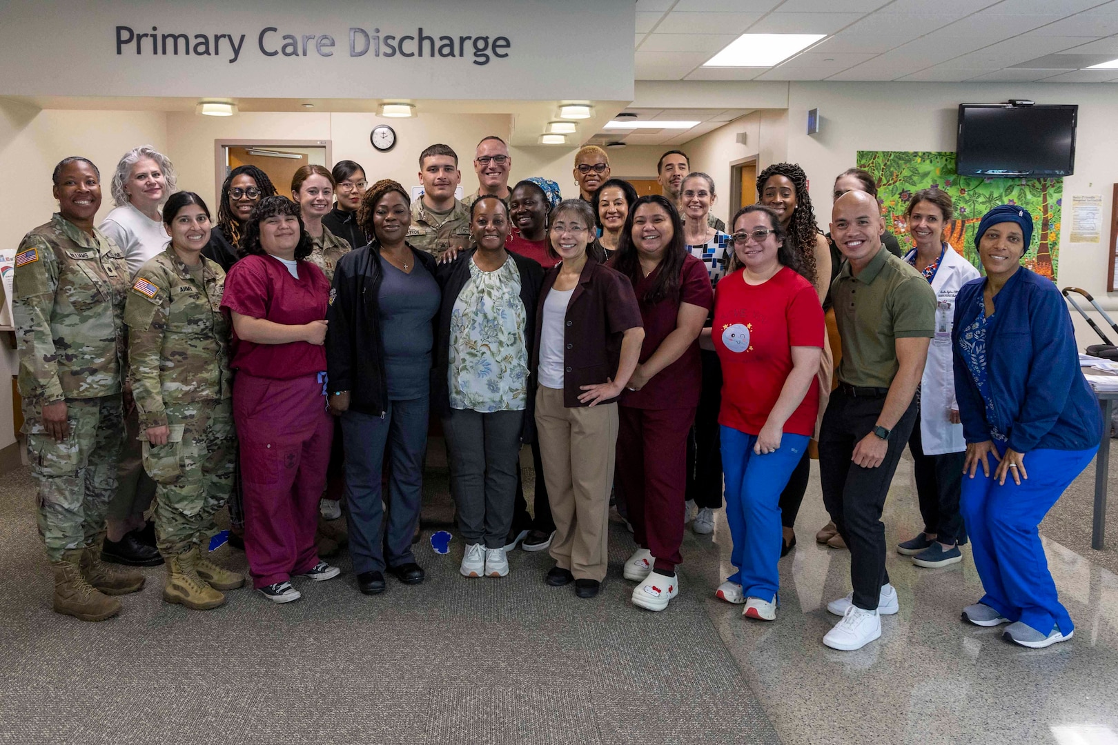 The Pediatric Department staff at Walter Reed National Military Medical Center pose for a photo in Bethesda, Md., July 2. Walter Reed’s Pediatric Department takes care of children of veterans and service members. (DOD photo by Ann Brandstadter)