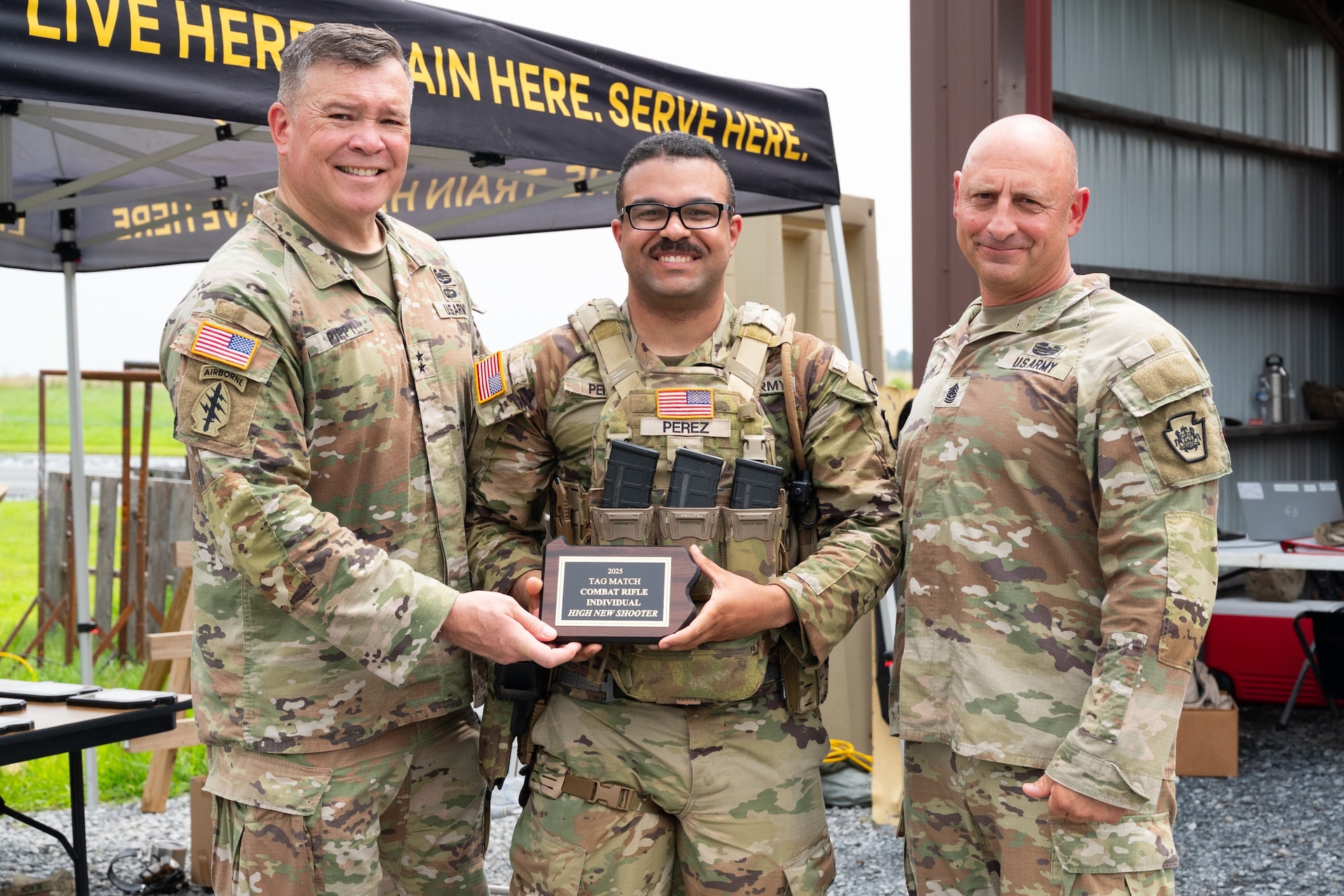 More than 30 Pennsylvania National Guard Soldiers and Airmen competed with rifles and pistols in multiple courses of fire during The Adjutant General’s (TAG) Combined Arms Match July 25-27, 2025, at Fort Indiantown Gap, Pennsylvania. The Guardsmen competed at a variety of individual and team events, including the combat rifle and pistol individual events and the team Gen. George Patton combat pistol match. (U.S. Air National Guard photo by Airman 1st Class Matthew Bergh)