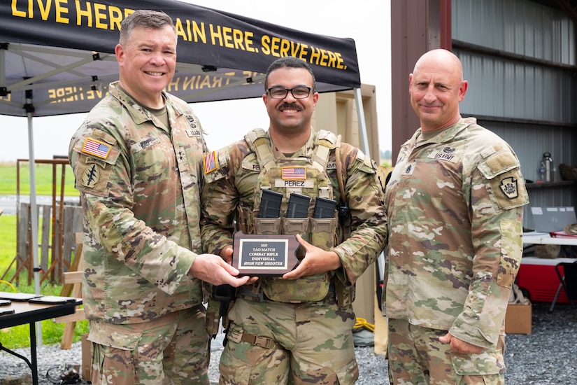 More than 30 Pennsylvania National Guard Soldiers and Airmen competed with rifles and pistols in multiple courses of fire during The Adjutant General’s (TAG) Combined Arms Match July 25-27, 2025, at Fort Indiantown Gap, Pennsylvania. The Guardsmen competed at a variety of individual and team events, including the combat rifle and pistol individual events and the team Gen. George Patton combat pistol match. (U.S. Air National Guard photo by Airman 1st Class Matthew Bergh)