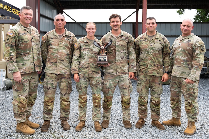 More than 30 Pennsylvania National Guard Soldiers and Airmen competed with rifles and pistols in multiple courses of fire during The Adjutant General’s (TAG) Combined Arms Match July 25-27, 2025, at Fort Indiantown Gap, Pennsylvania. The Guardsmen competed at a variety of individual and team events, including the combat rifle and pistol individual events and the team Gen. George Patton combat pistol match. The winning team included: U.S. Army Sgt. 1st Class Luke Heim, Staff Sgt. Loghan Kitzmiller, Staff Sgt. Adam Rohacek, and Sgt. Alexander Smith, all with the 1st Battalion, 108th Field Artillery Regiment, 56th Stryker Brigade Combat Team, 28th Infantry Division, Pennsylvania Army National Guard.(U.S. Air National Guard photo by Airman 1st Class Matthew Bergh)