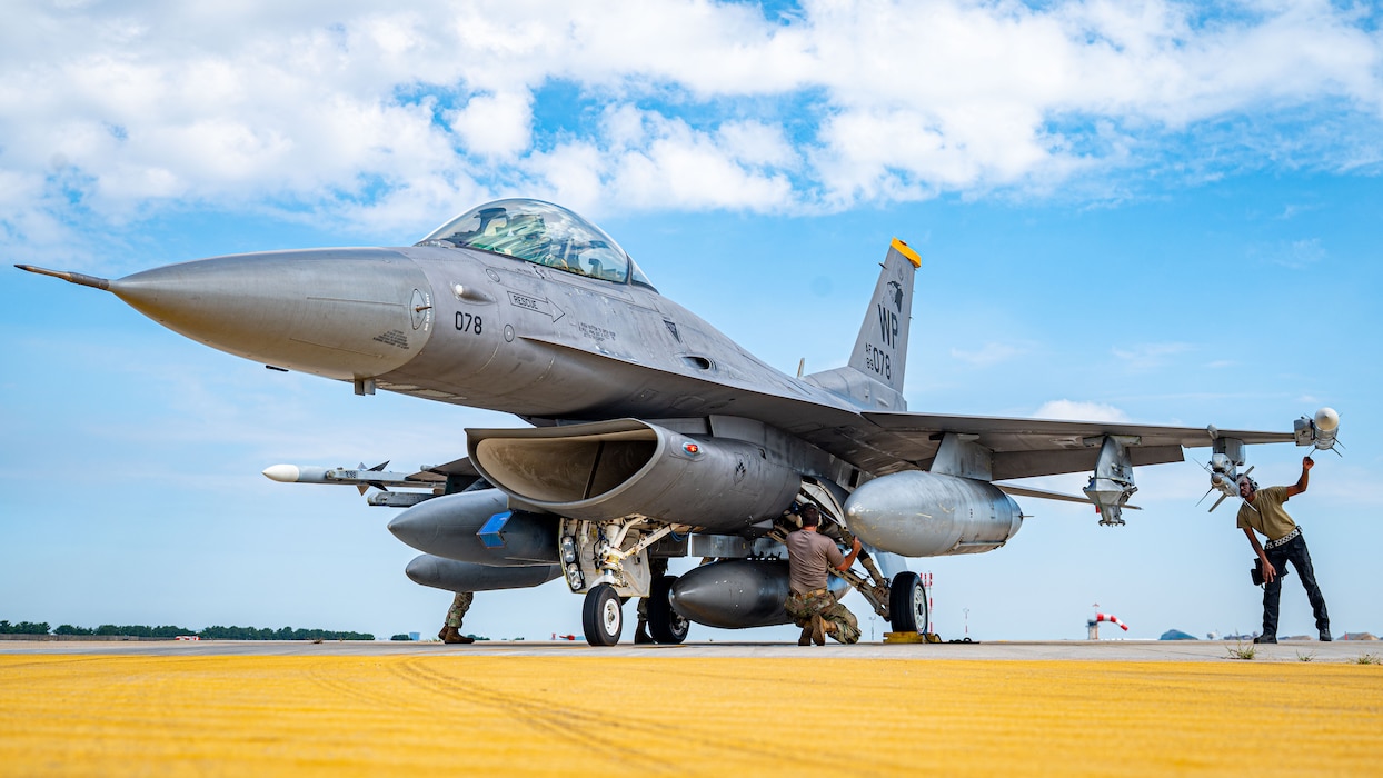 A jet sits waiting to take off