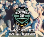 Graphic created for tickets for the 2025 Secretaries Cup football game between the U.S. Coast Guard Academy and the U.S. Merchant Marine Academy go on sale Monday, Aug. 4, 2025. This year’s matchup will take place at Fenway Park on Saturday, Nov. 15, the first time the historic rivalry will be played in a Major League stadium. (U.S. Coast Guard graphic created by Petty Officer Second Class Janessa Warschkow.)