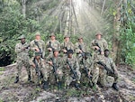 South Dakota National Guard Soldiers with members of the Surinamese Armed Forces during a first-of-its-kind jungle warfare exchange that concluded July 18, 2025. Service members from the SAF and the SDNG spent ten days sharing critical skills in survival, navigation, and patrolling. This successful collaboration is a part of the National Guard State Partnership Program (SPP).