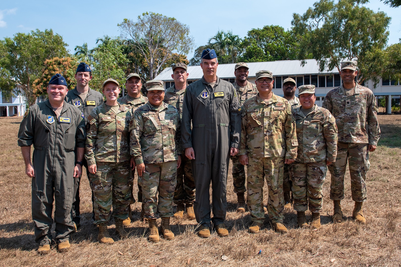 U.S. Air Force leaders from the 154th Air Expeditionary Wing pose for a photo during Talisman Sabre 25 in Northern Territory, Australia, July 24, 2025.