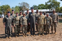 U.S. Air Force leaders from the 154th Air Expeditionary Wing pose for a photo during Talisman Sabre 25 in Northern Territory, Australia, July 24, 2025.