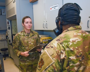 Bioenvironmental engineering airmen perform safety checks.