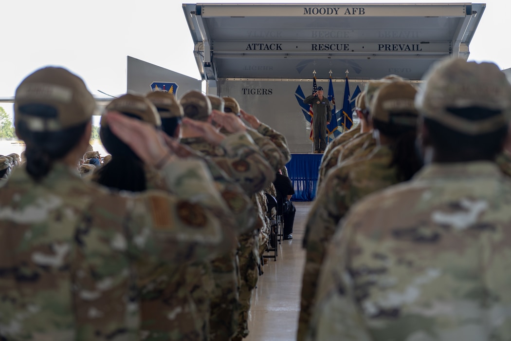 Airmen rendering first salutes
