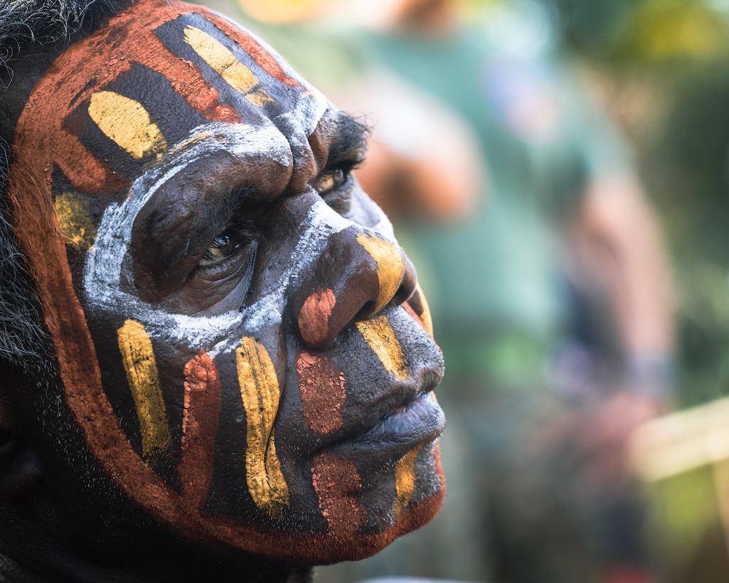 A Tiwi Island Mantiyupwi clan member sits during a ceremony at Tiwi Culture Festival, in the Tiwi Islands, Australia, July 19, 2025.