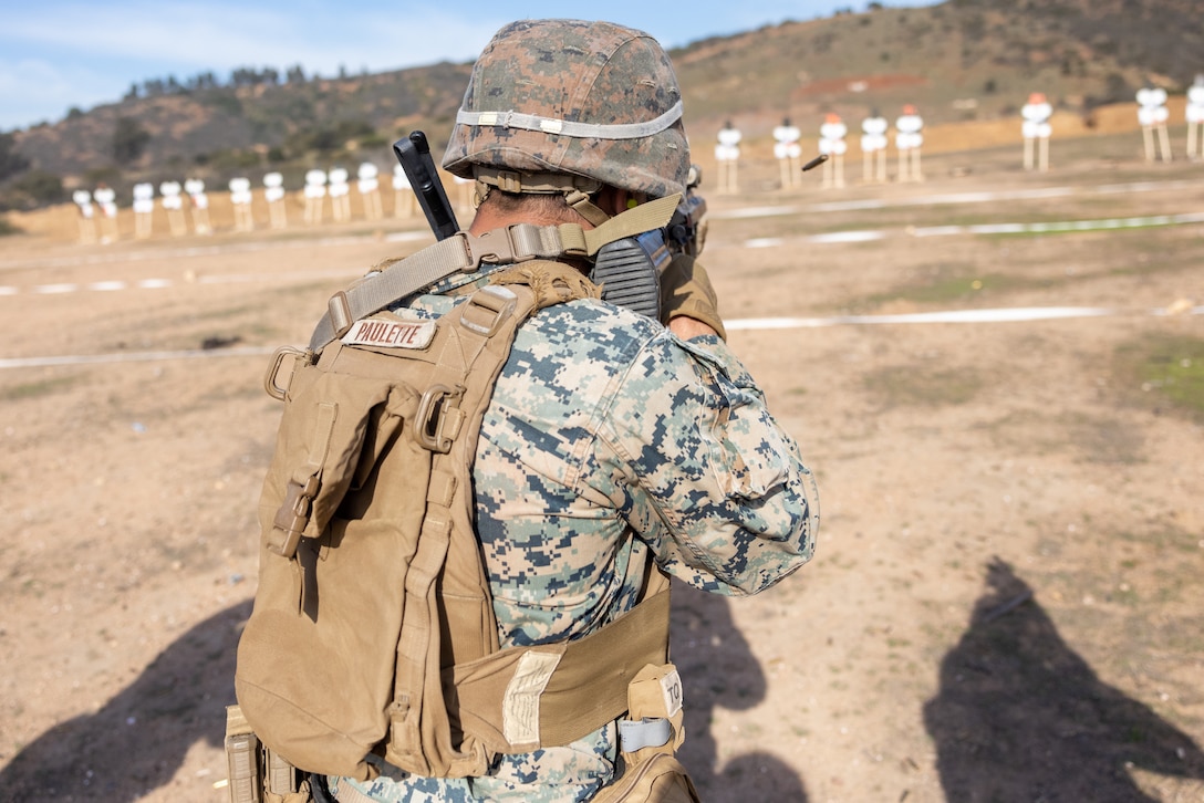 U.S. Marines with 1st Battalion, 25th Marines, 4th Marine Division and Chilean Marines participate in a live fire Exercise Southern Star 25, at Fuerte Aguayo, Chile, May 29, 2025. Southern Star is a multinational training exercise emphasizing operational and tactical missions, bringing together joint, combined, interagency, and military forces to strengthen coordination and interoperability within a unified special operations command. (U.S. Marine Corps photo by Lance Cpl. Payton Goodrich)